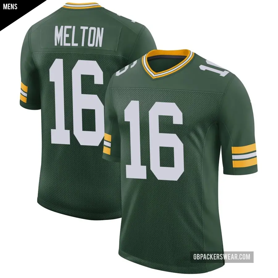 Men's Green Bay Packers ＃16 Bo Melton Green Limited Classic Jersey