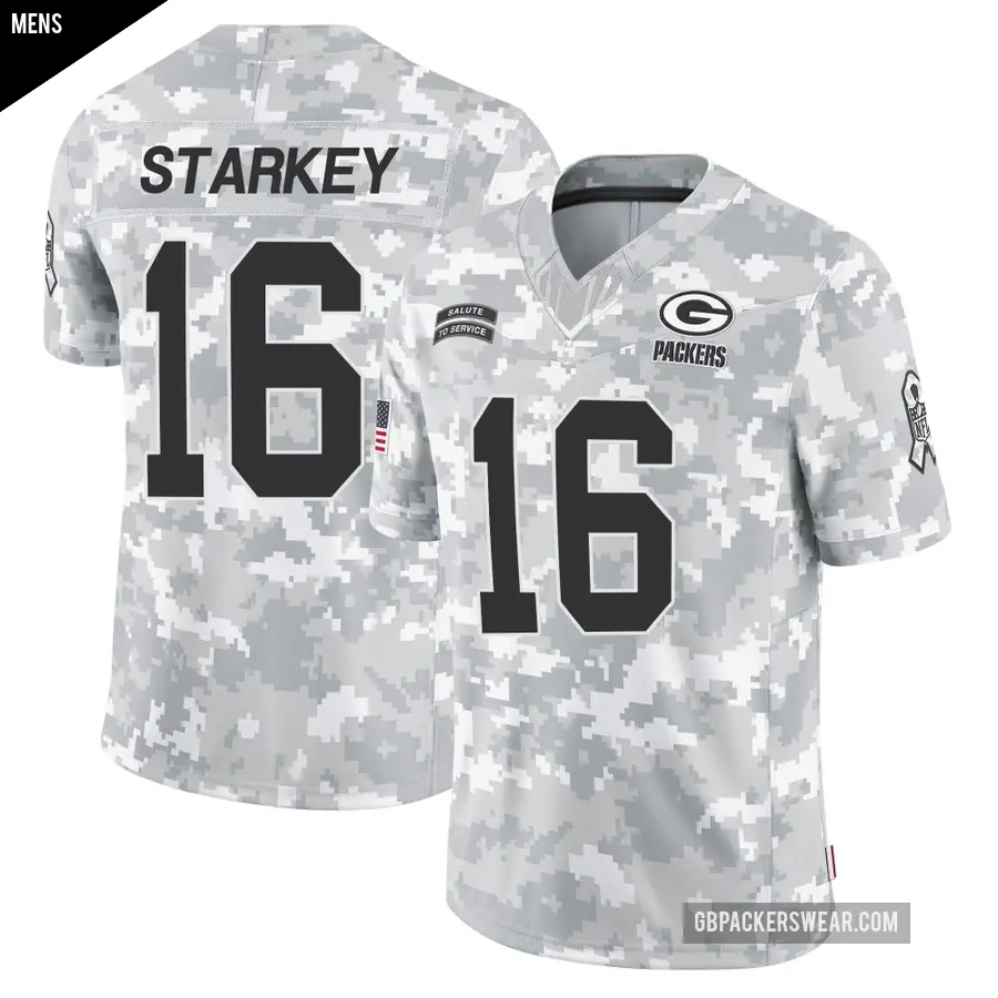 Men's Green Bay Packers ＃16 Rory Starkey Arctic Camo Limited 2024 Salute to Service Jersey