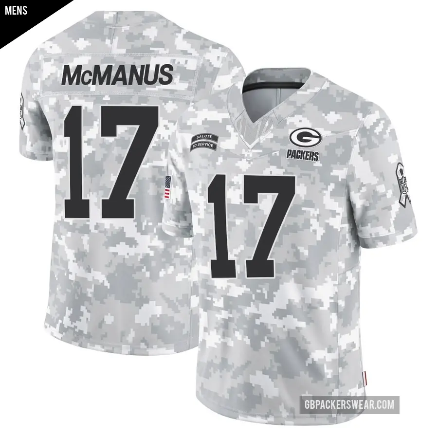 Men's Green Bay Packers ＃17 Brandon McManus Arctic Camo Limited 2024 Salute to Service Jersey