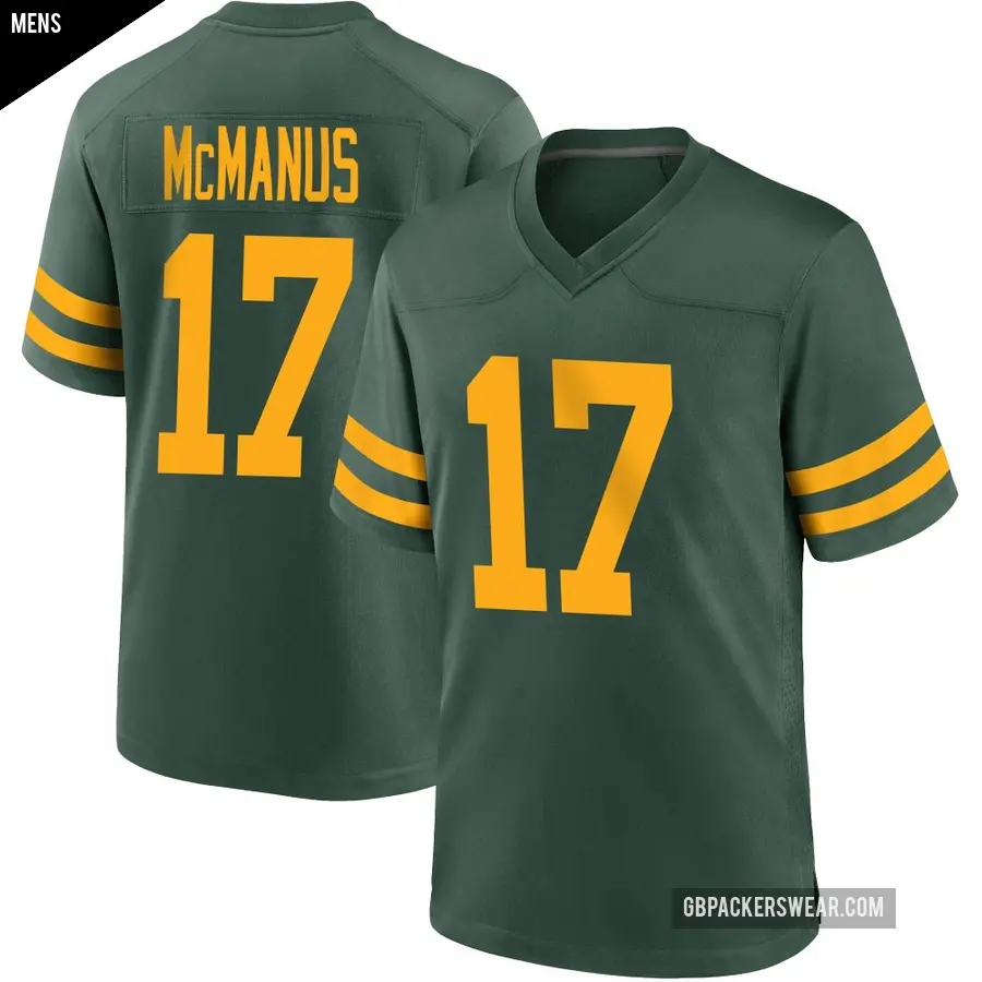 Men's Green Bay Packers ＃17 Brandon McManus Green Game Alternate Jersey