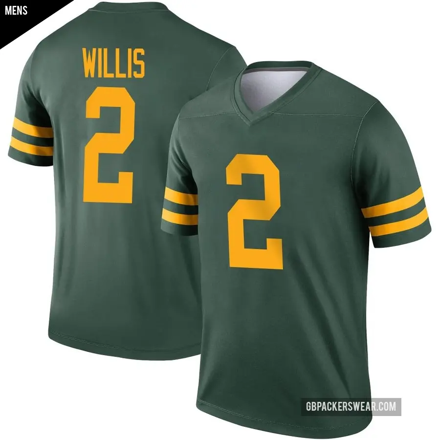 Men's Green Bay Packers ＃2 Malik Willis Green Legend Alternate Jersey