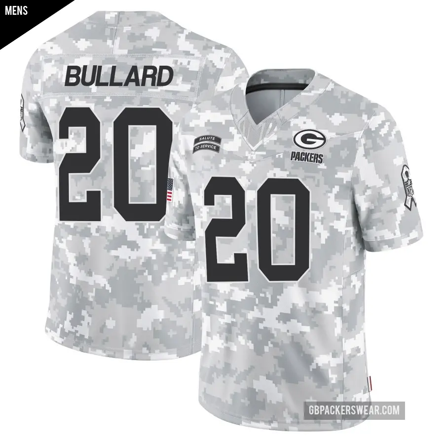 Men's Green Bay Packers ＃20 Javon Bullard Arctic Camo Limited 2024 Salute to Service Jersey