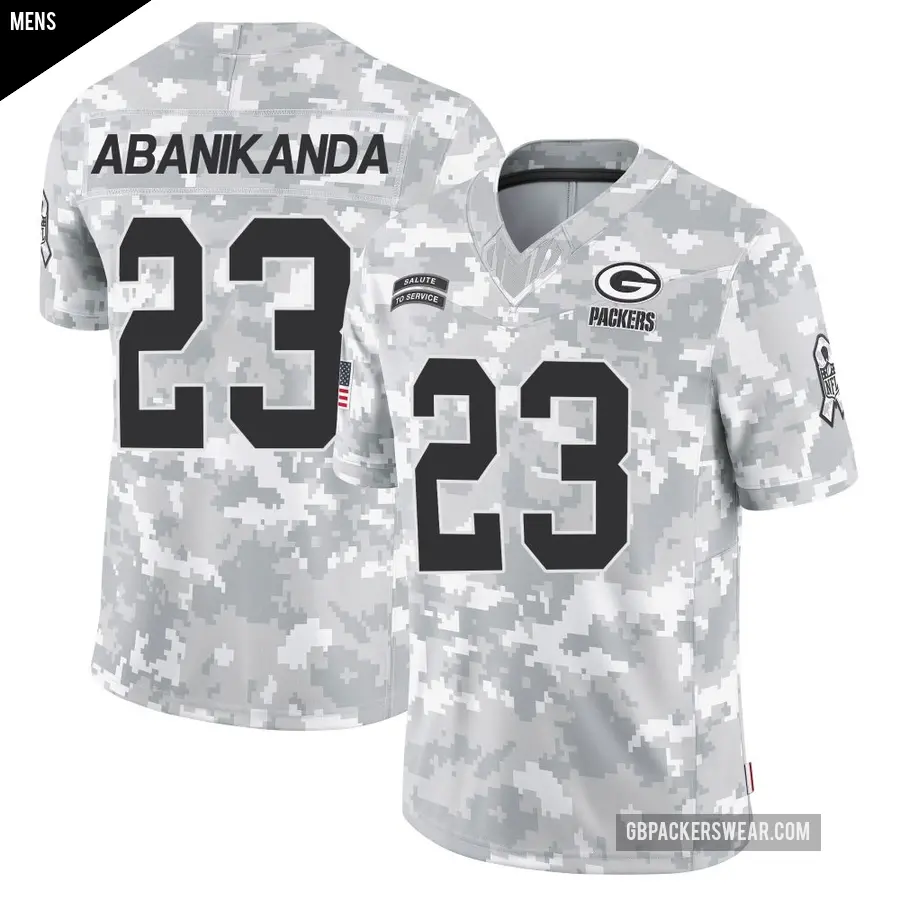 Men's Green Bay Packers ＃23 Israel Abanikanda Arctic Camo Limited 2024 Salute to Service Jersey