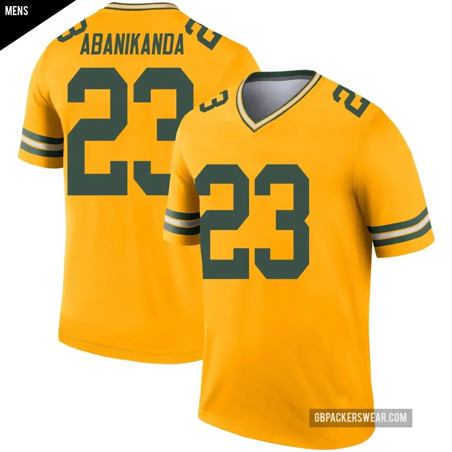 Men's Green Bay Packers ＃23 Israel Abanikanda Gold Legend Inverted Jersey