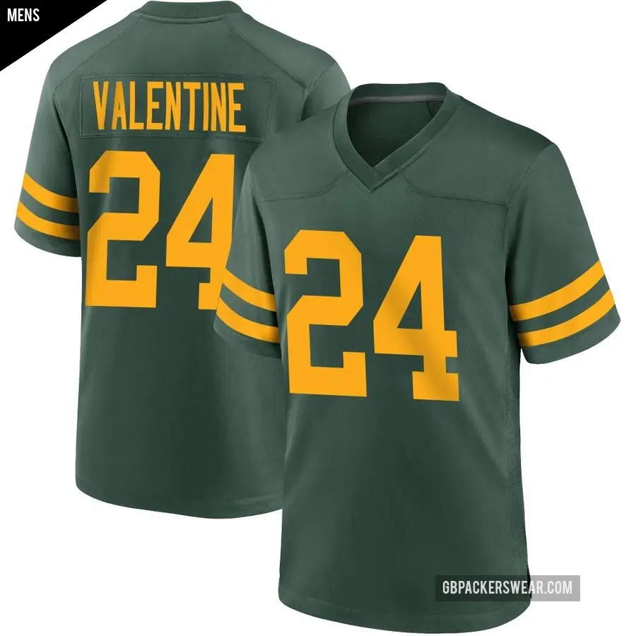 Men's Green Bay Packers ＃24 Carrington Valentine Green Game Alternate Jersey