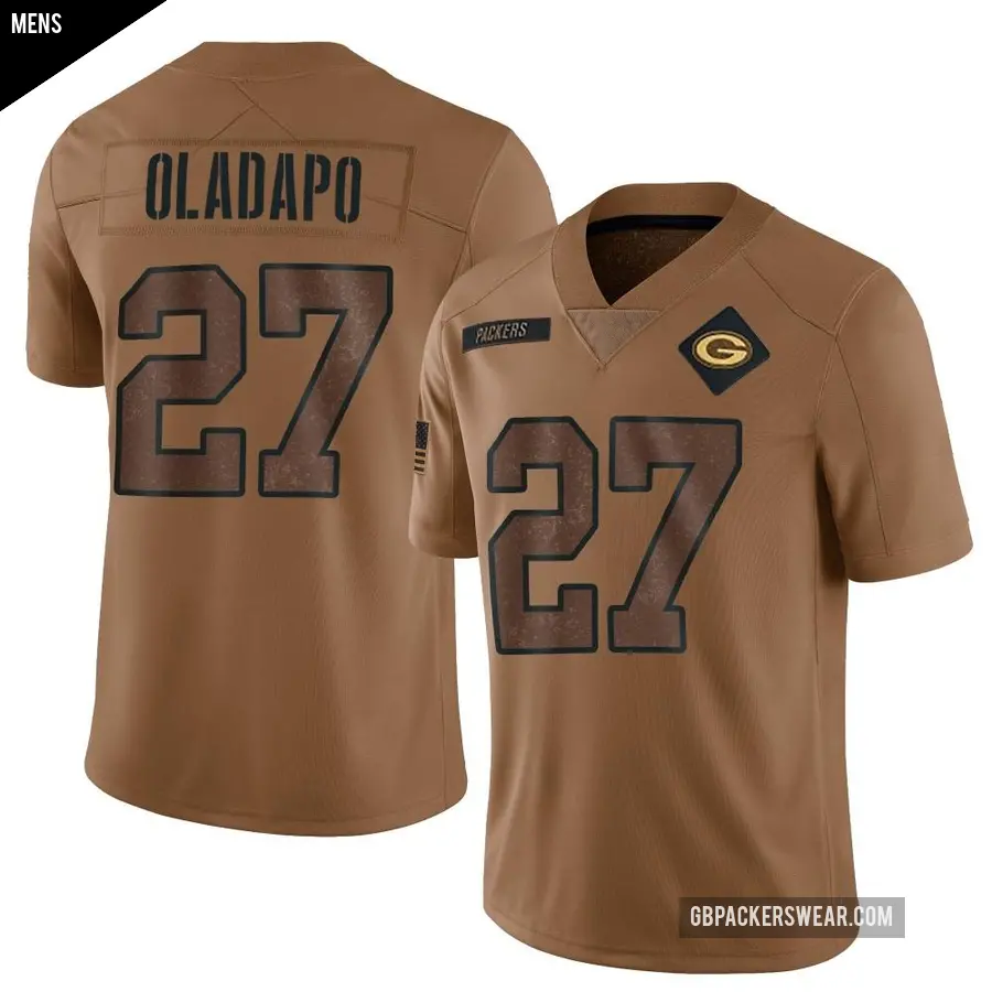 Men's Green Bay Packers ＃27 Kitan Oladapo Brown Limited 2023 Salute To Service Jersey