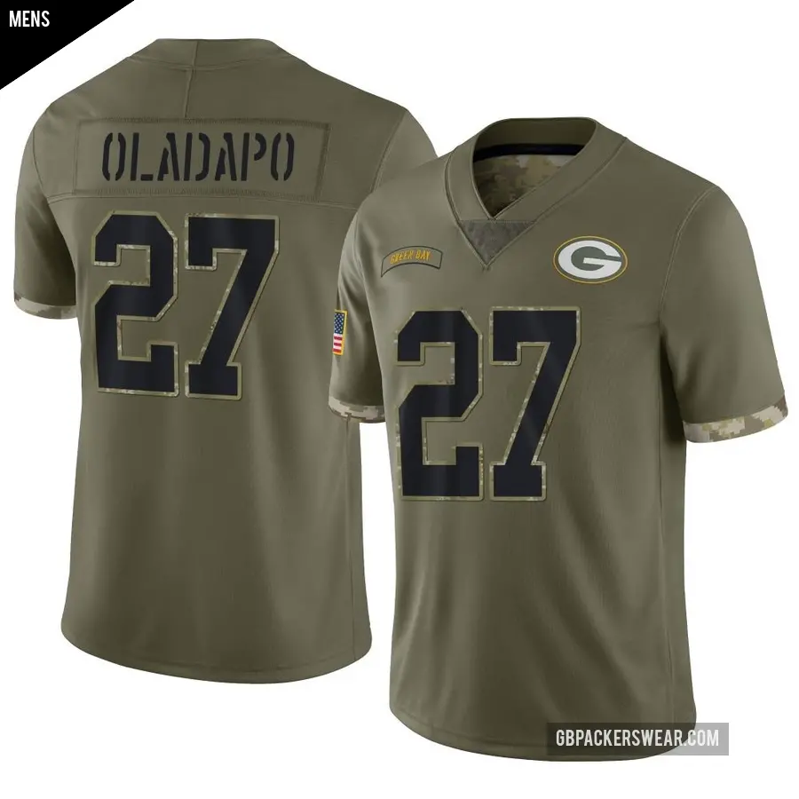 Men's Green Bay Packers ＃27 Kitan Oladapo Olive Limited 2022 Salute To Service Jersey