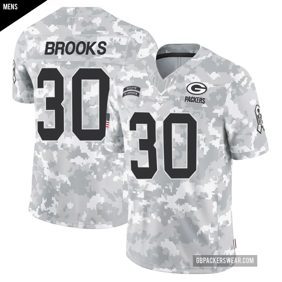 Men's Green Bay Packers ＃30 Chris Brooks Arctic Camo Limited 2024 Salute to Service Jersey