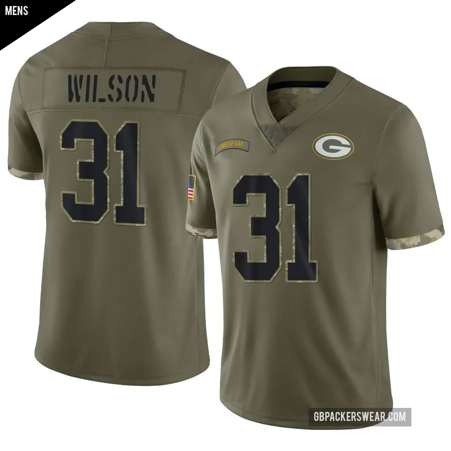 Men's Green Bay Packers ＃31 Emanuel Wilson Olive Limited 2022 Salute To Service Jersey