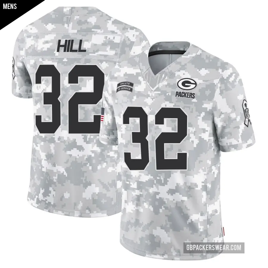 Men's Green Bay Packers ＃32 Kylin Hill Arctic Camo Limited 2024 Salute to Service Jersey