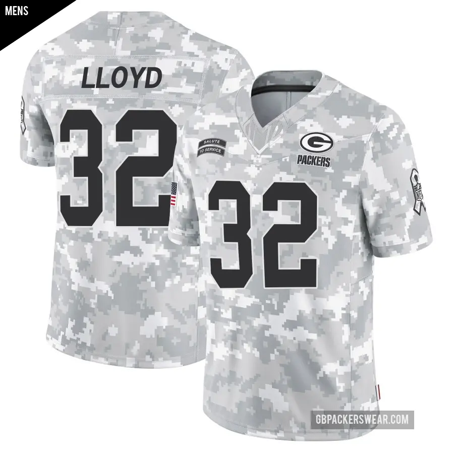 Men's Green Bay Packers ＃32 MarShawn Lloyd Arctic Camo Limited 2024 Salute to Service Jersey