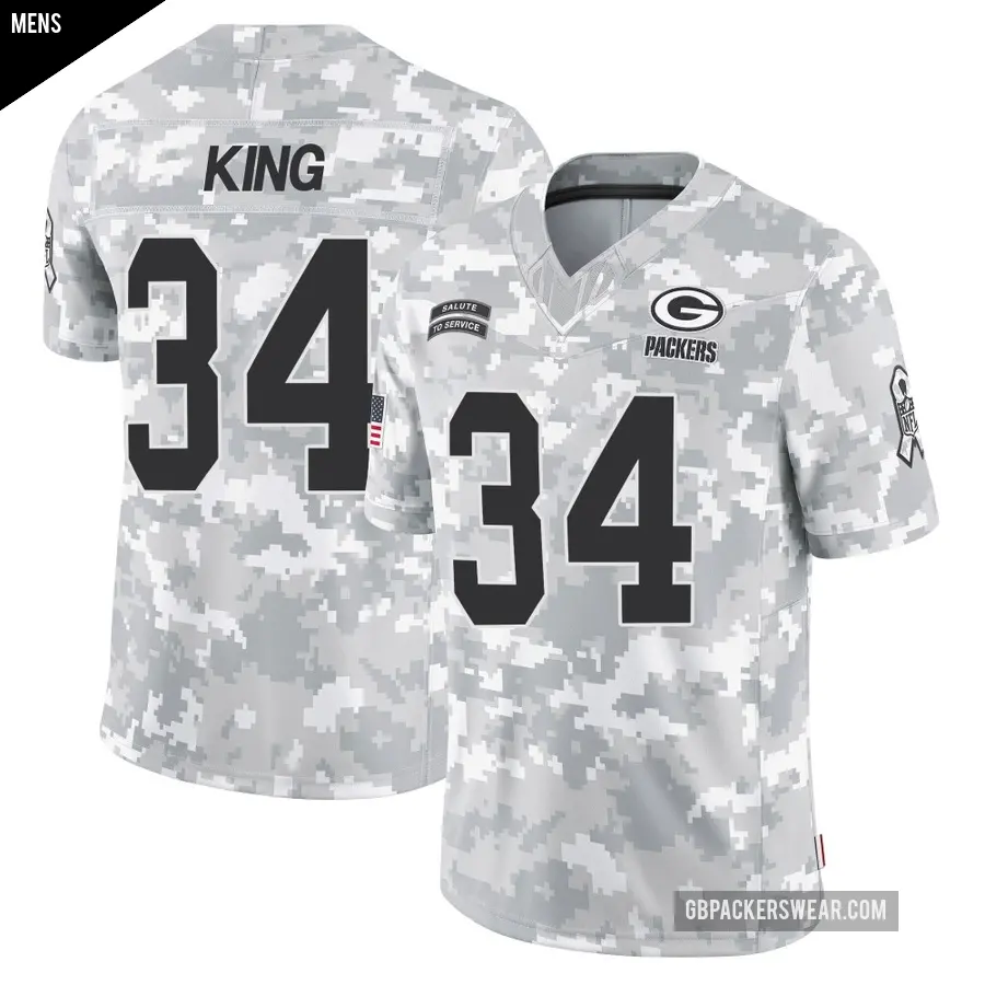 Men's Green Bay Packers ＃34 Kalen King Arctic Camo Limited 2024 Salute to Service Jersey