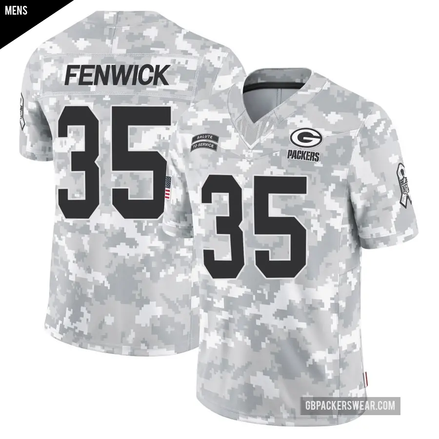 Men's Green Bay Packers ＃35 Deshaun Fenwick Arctic Camo Limited 2024 Salute to Service Jersey