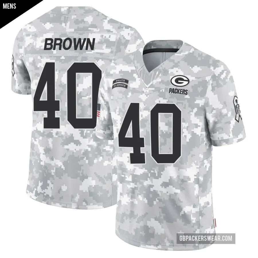 Men's Green Bay Packers ＃40 Omar Brown Arctic Camo Limited 2024 Salute to Service Jersey