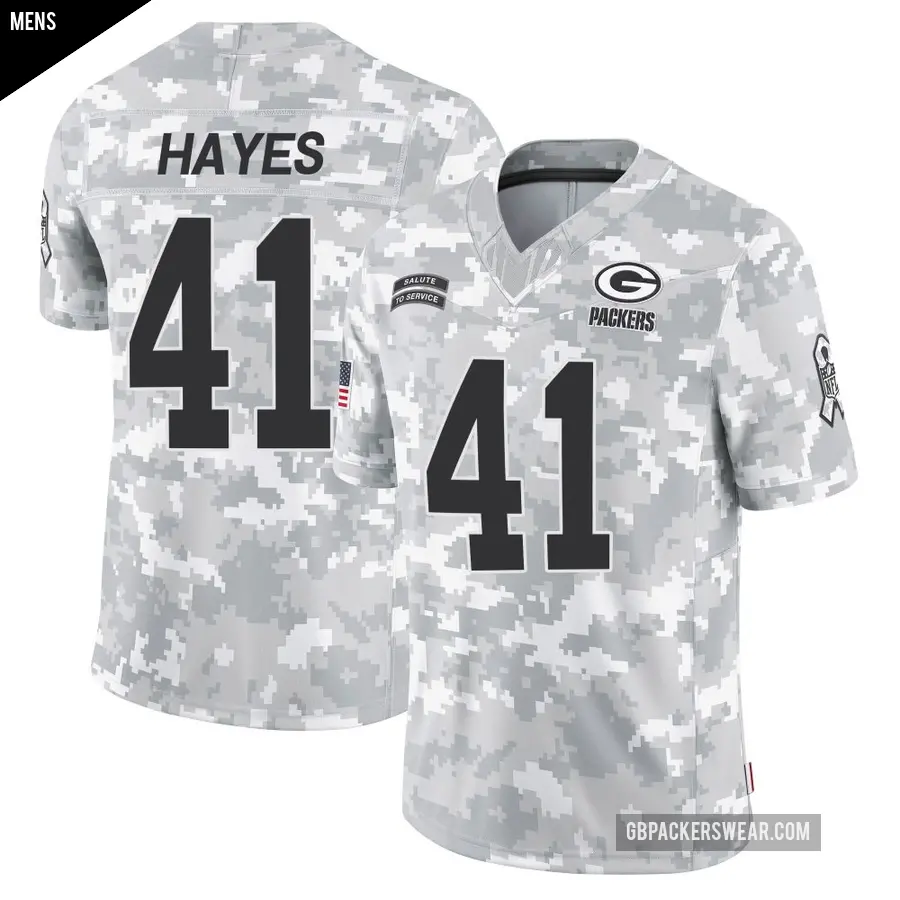 Men's Green Bay Packers ＃41 Kaleb Hayes Arctic Camo Limited 2024 Salute to Service Jersey