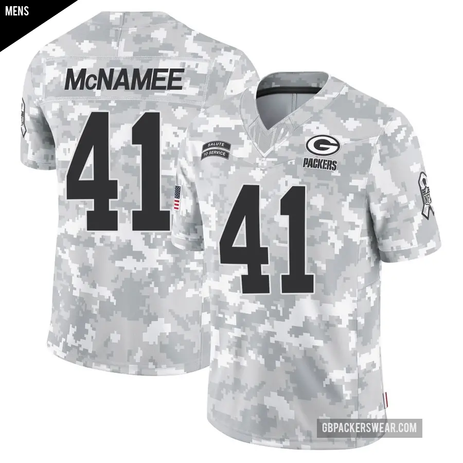 Men's Green Bay Packers ＃41 Mark McNamee Arctic Camo Limited 2024 Salute to Service Jersey