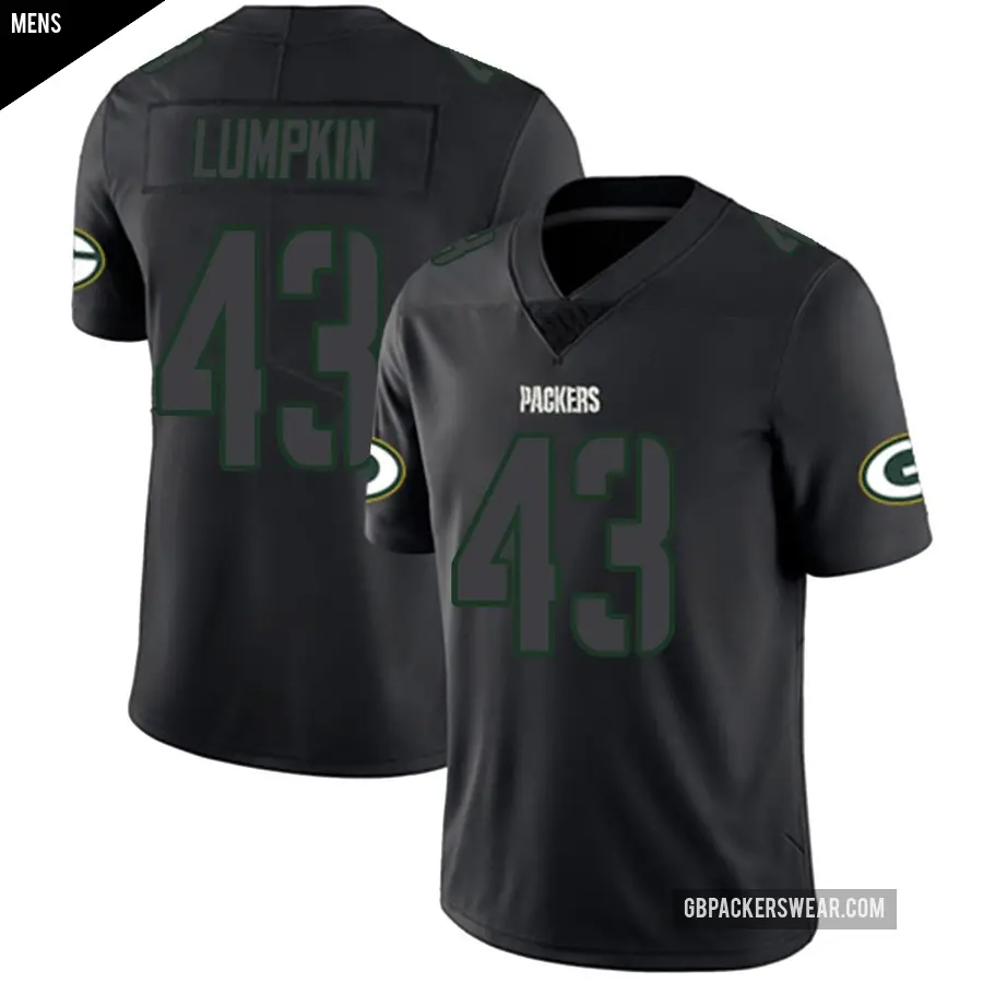 Men's Green Bay Packers ＃43 Johnny Lumpkin Black Impact Limited Jersey