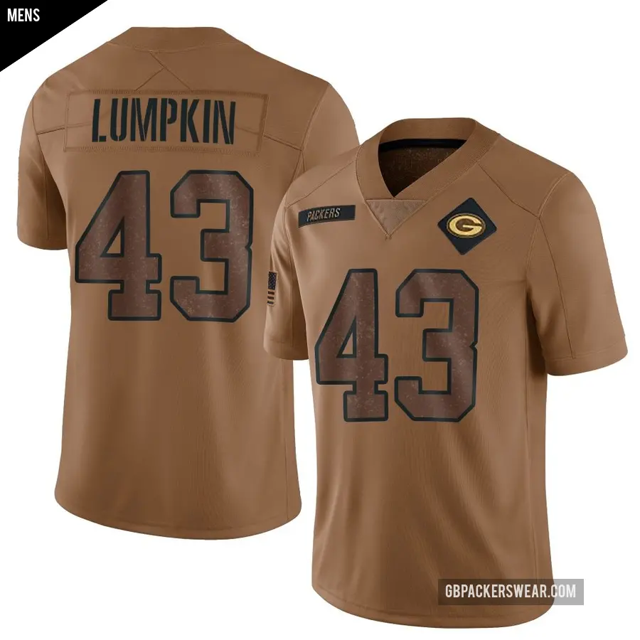 Men's Green Bay Packers ＃43 Johnny Lumpkin Brown Limited 2023 Salute To Service Jersey