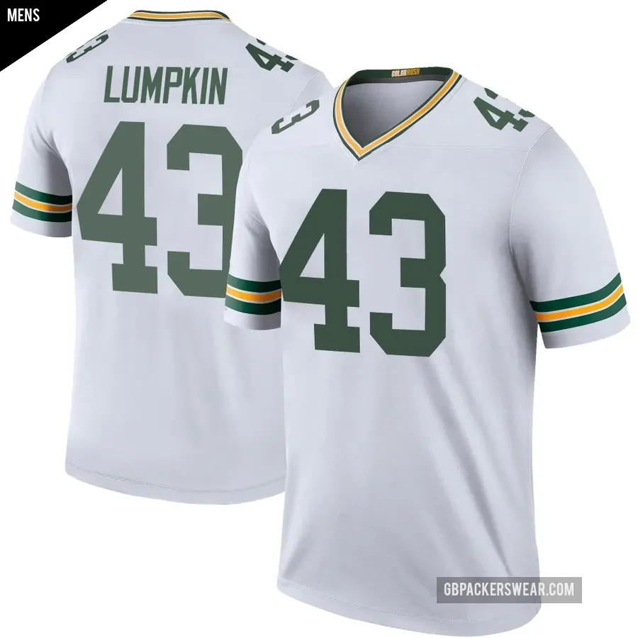Men's Green Bay Packers ＃43 Johnny Lumpkin White Legend Color Rush Jersey