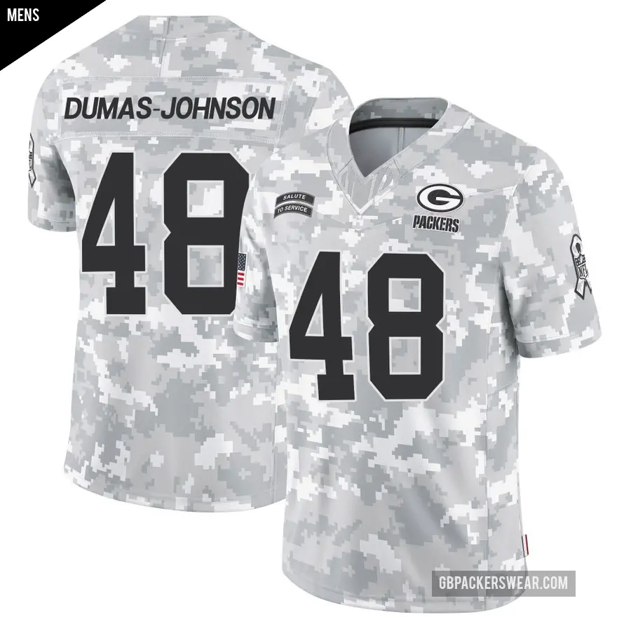 Men's Green Bay Packers ＃48 Jamon Dumas-Johnson Arctic Camo Limited 2024 Salute to Service Jersey