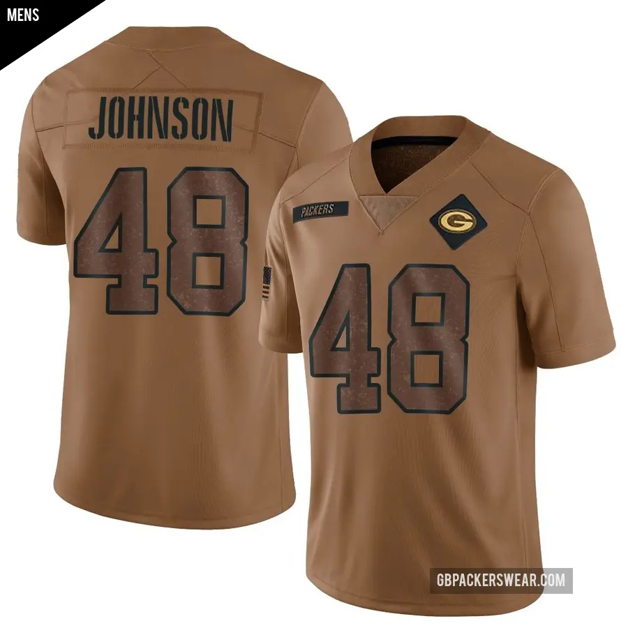 Men's Green Bay Packers ＃48 Jamon Johnson Brown Limited 2023 Salute To Service Jersey