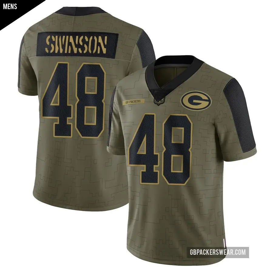 Men's Green Bay Packers ＃48 Messiah Swinson Olive Limited 2021 Salute To Service Jersey