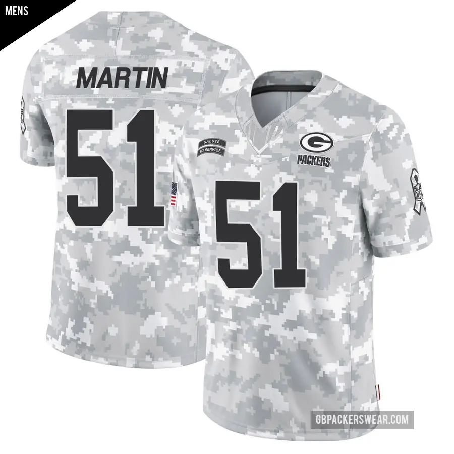 Men's Green Bay Packers ＃51 Jeremiah Martin Arctic Camo Limited 2024 Salute to Service Jersey