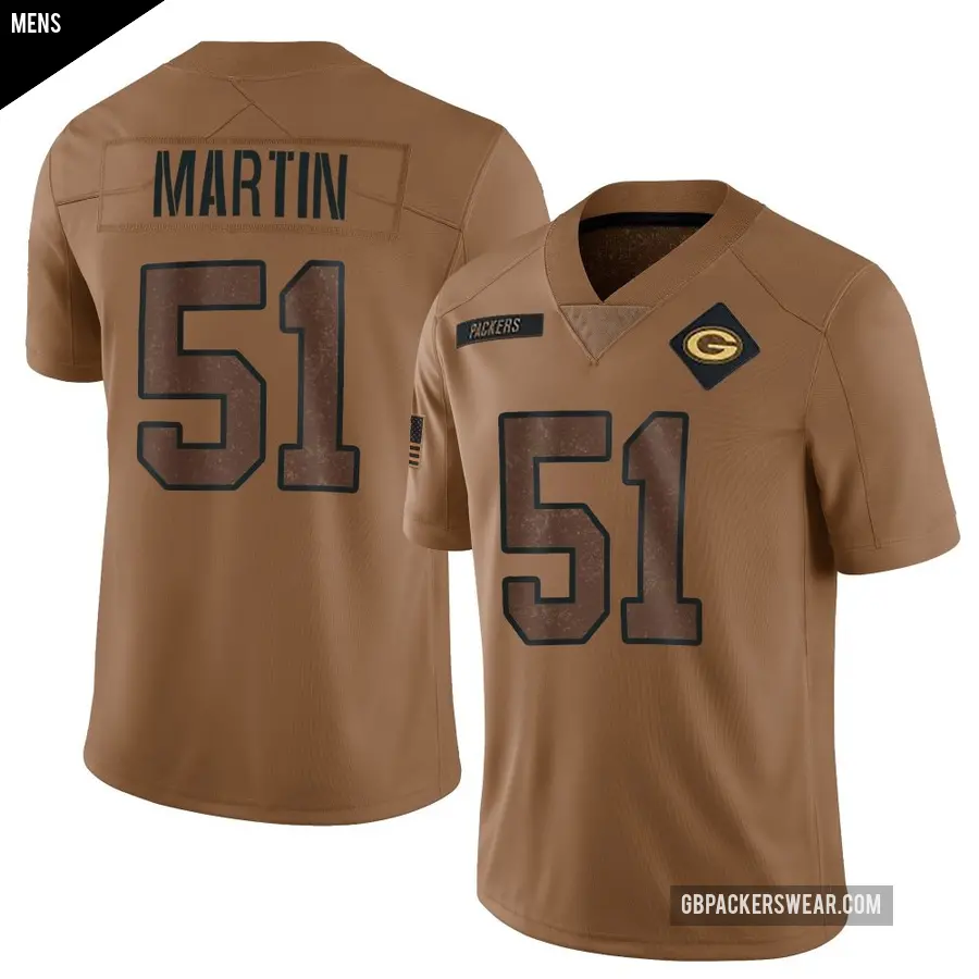 Men's Green Bay Packers ＃51 Jeremiah Martin Brown Limited 2023 Salute To Service Jersey