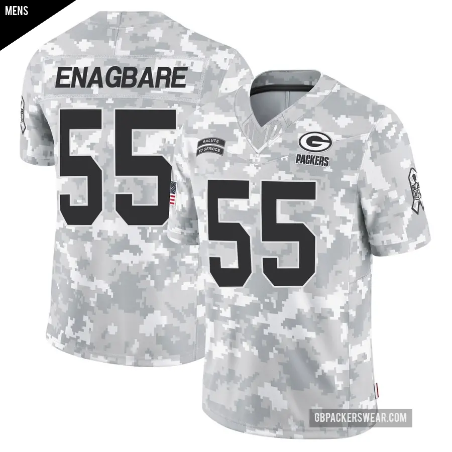 Men's Green Bay Packers ＃55 Kingsley Enagbare Arctic Camo Limited 2024 Salute to Service Jersey