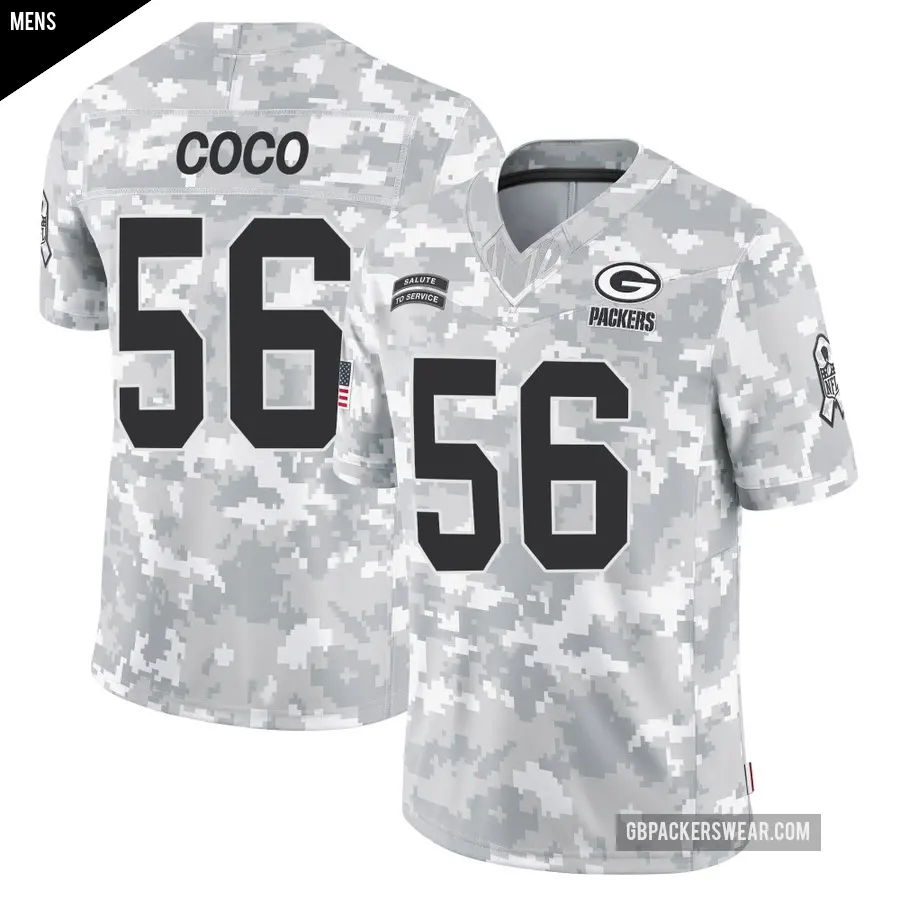 Men's Green Bay Packers ＃56 Jack Coco Arctic Camo Limited 2024 Salute to Service Jersey