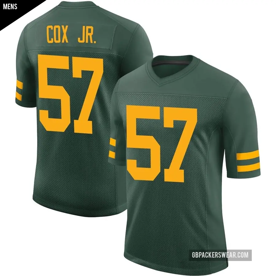 Men's Green Bay Packers ＃57 Brenton Cox Jr. Green Limited Alternate Vapor Jersey