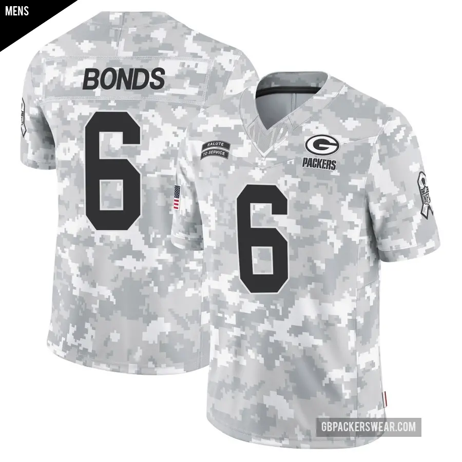 Men's Green Bay Packers ＃6 Jadakis Bonds Arctic Camo Limited 2024 Salute to Service Jersey
