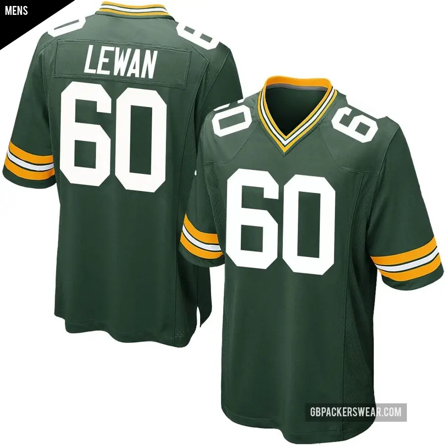 Men's Green Bay Packers ＃60 Jason Lewan Green Game Team Color Jersey