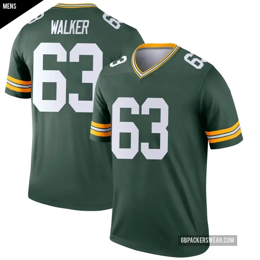 Men's Green Bay Packers ＃63 Rasheed Walker Green Legend Jersey