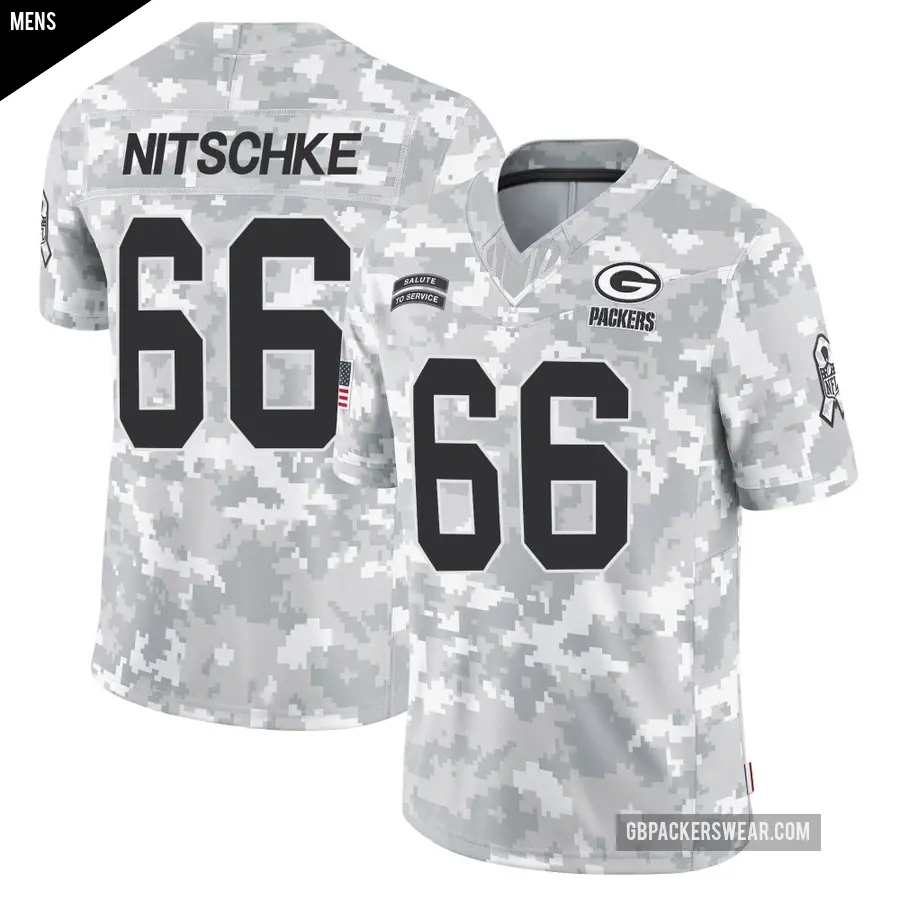Men's Green Bay Packers ＃66 Ray Nitschke Arctic Camo Limited 2024 Salute to Service Jersey