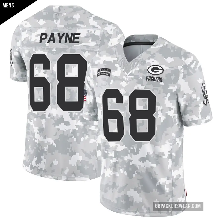 Men's Green Bay Packers ＃68 Leonard Payne Arctic Camo Limited 2024 Salute to Service Jersey
