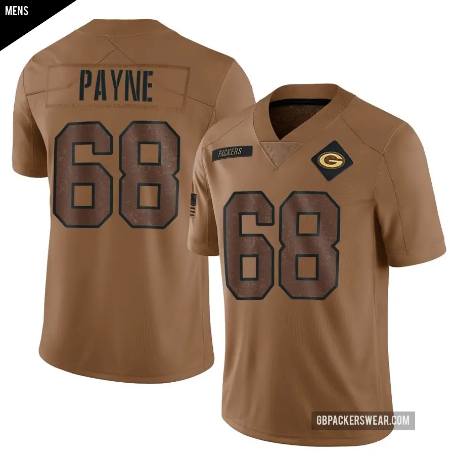 Men's Green Bay Packers ＃68 Leonard Payne Brown Limited 2023 Salute To Service Jersey