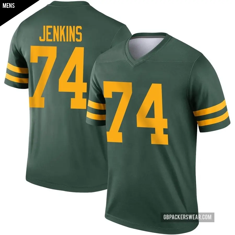 Men's Green Bay Packers ＃74 Elgton Jenkins Green Legend Alternate Jersey