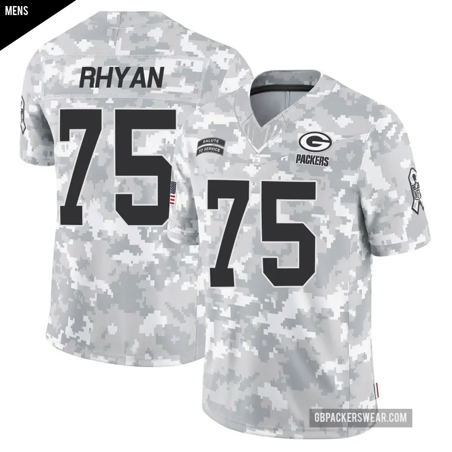 Men's Green Bay Packers ＃75 Sean Rhyan Arctic Camo Limited 2024 Salute to Service Jersey