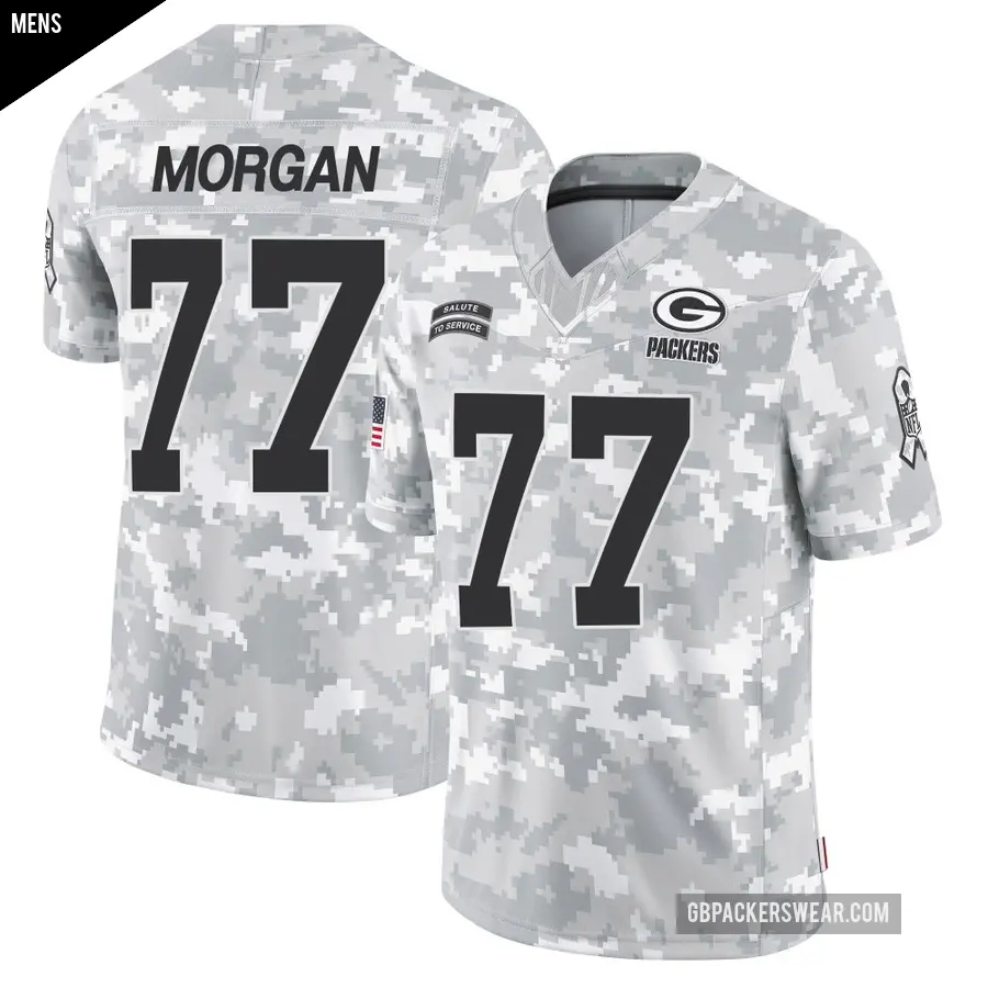 Men's Green Bay Packers ＃77 Jordan Morgan Arctic Camo Limited 2024 Salute to Service Jersey