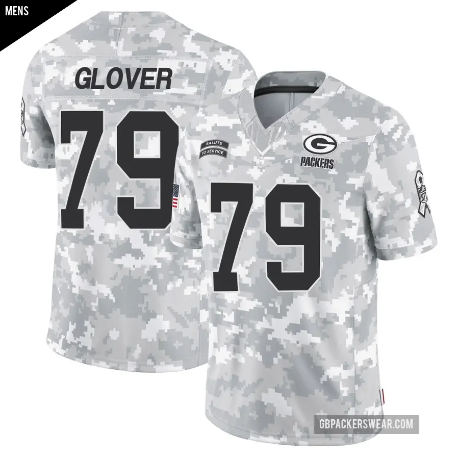 Men's Green Bay Packers ＃79 Travis Glover Arctic Camo Limited 2024 Salute to Service Jersey