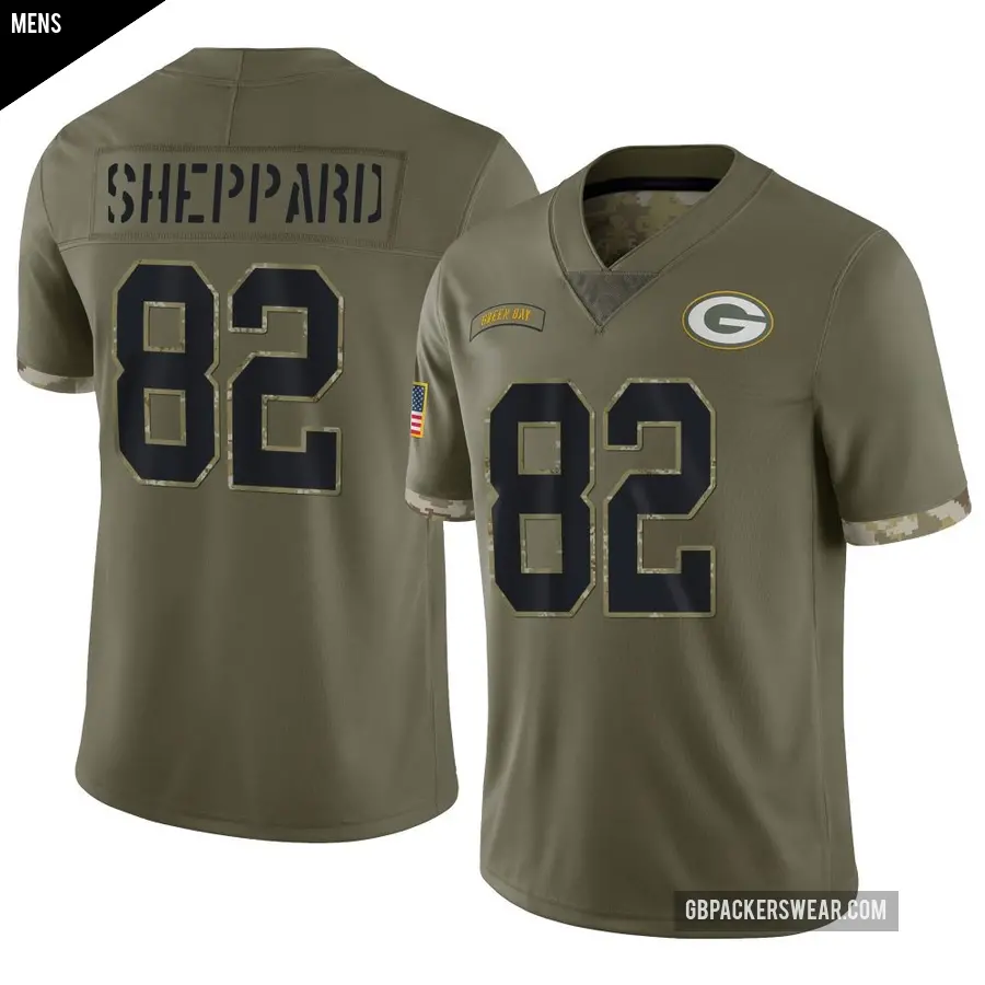 Men's Green Bay Packers ＃82 Will Sheppard Olive Limited 2022 Salute To Service Jersey