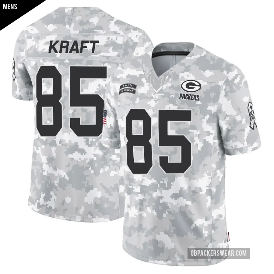 Men's Green Bay Packers ＃85 Tucker Kraft Arctic Camo Limited 2024 Salute to Service Jersey
