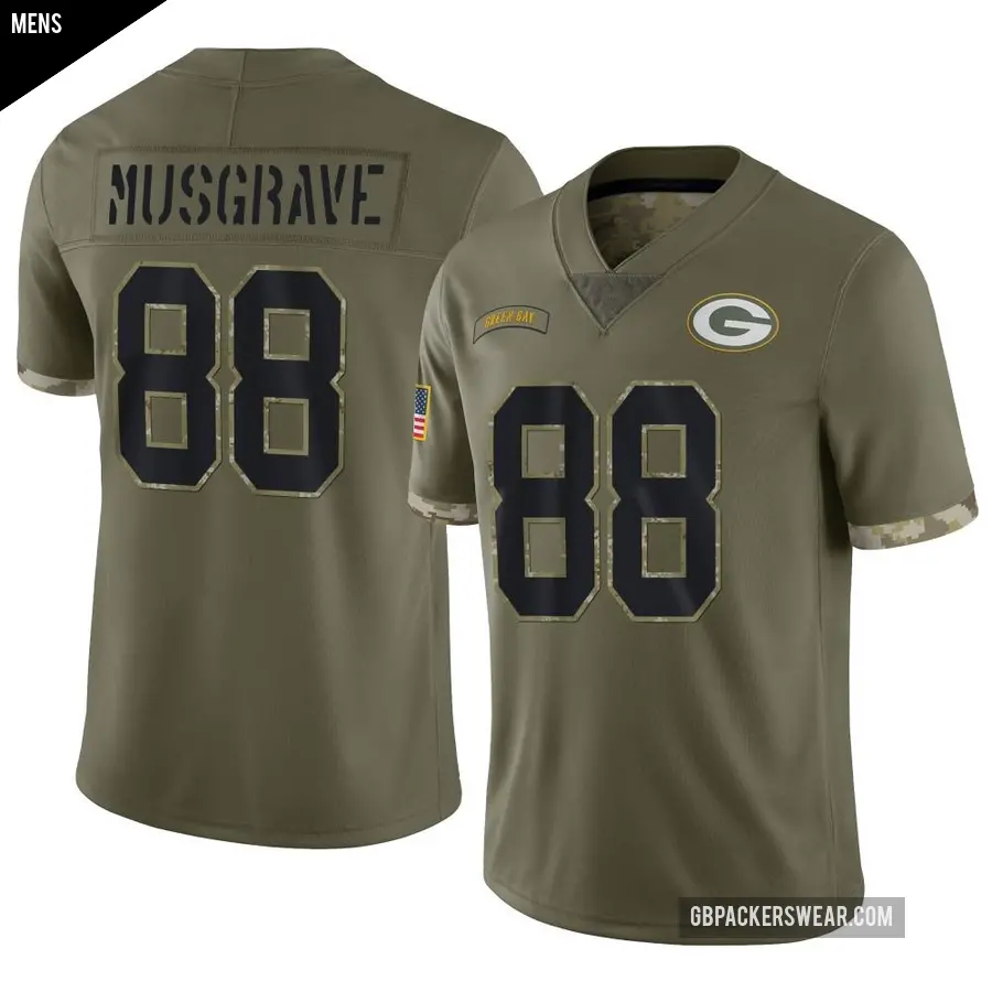Men's Green Bay Packers ＃88 Luke Musgrave Olive Limited 2022 Salute To Service Jersey
