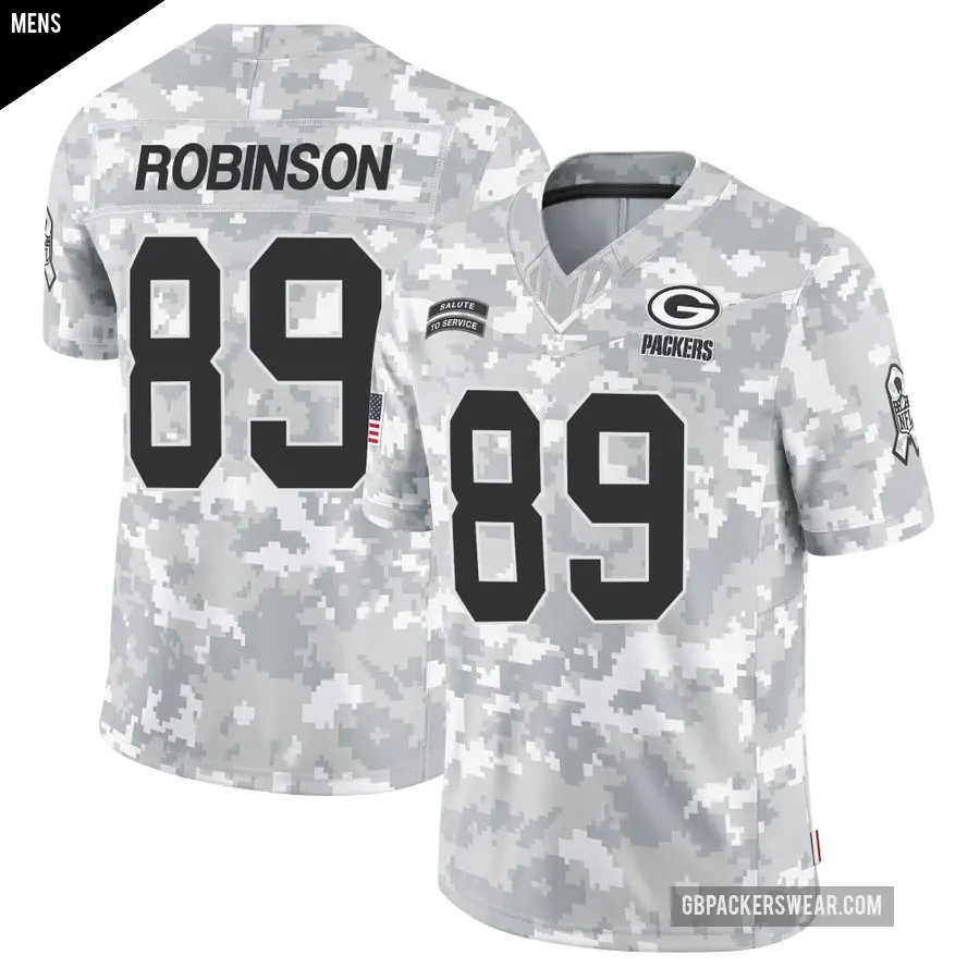 Men's Green Bay Packers ＃89 Dave Robinson Arctic Camo Limited 2024 Salute to Service Jersey