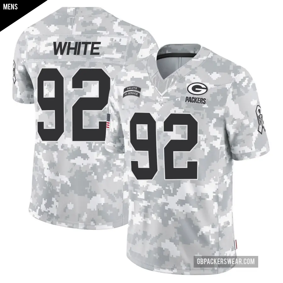 Men's Green Bay Packers ＃92 Reggie White Arctic Camo Limited 2024 Salute to Service Jersey