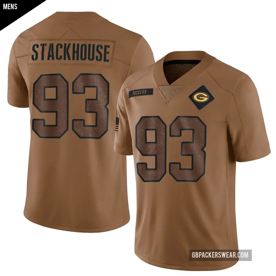 Men's Green Bay Packers ＃93 Nazir Stackhouse Brown Limited 2023 Salute To Service Jersey