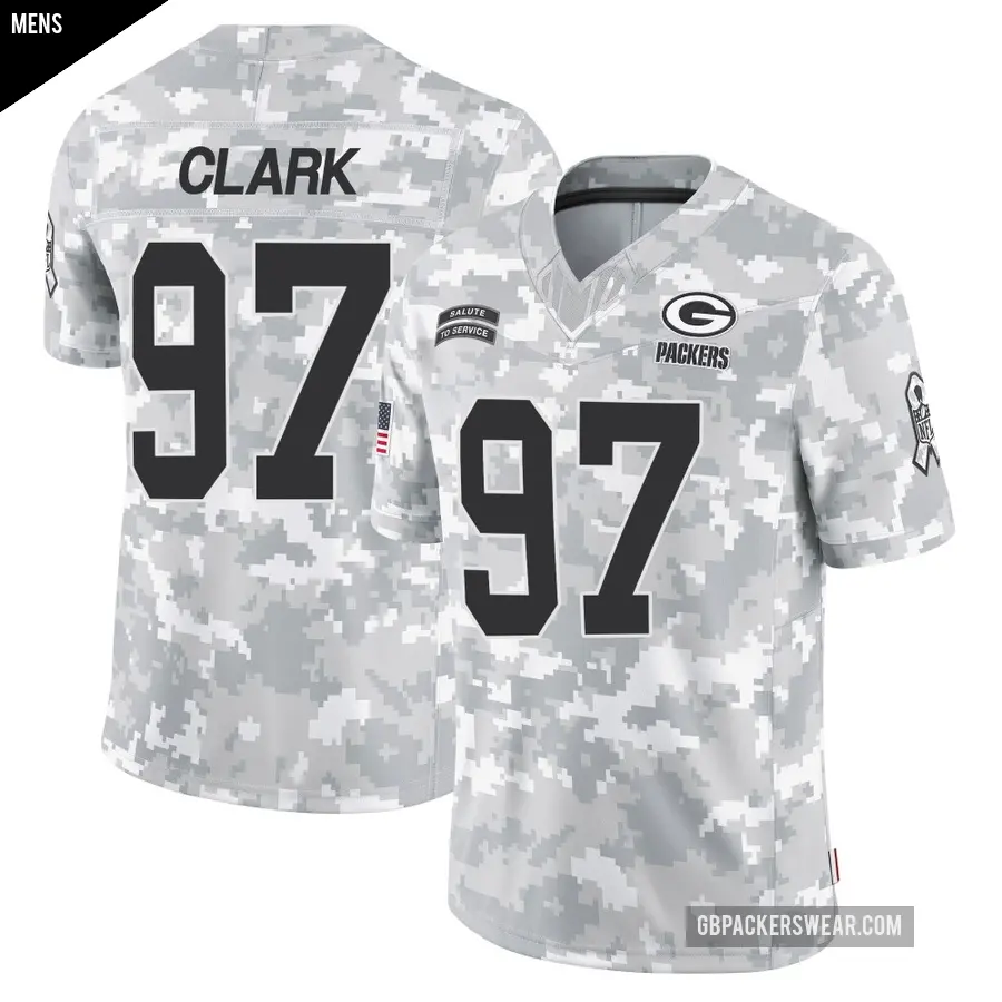 Men's Green Bay Packers ＃97 Kenny Clark Arctic Camo Limited 2024 Salute to Service Jersey