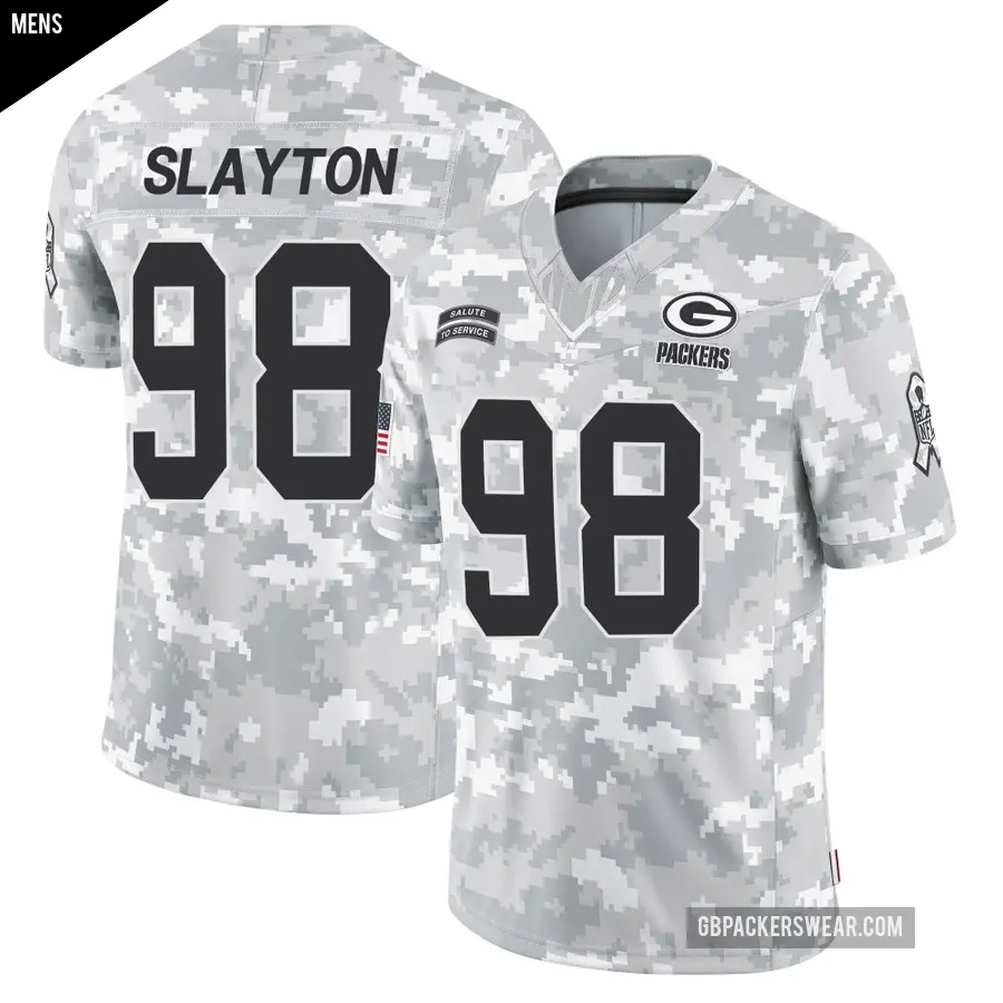 Men's Green Bay Packers ＃98 Chris Slayton Arctic Camo Limited 2024 Salute to Service Jersey