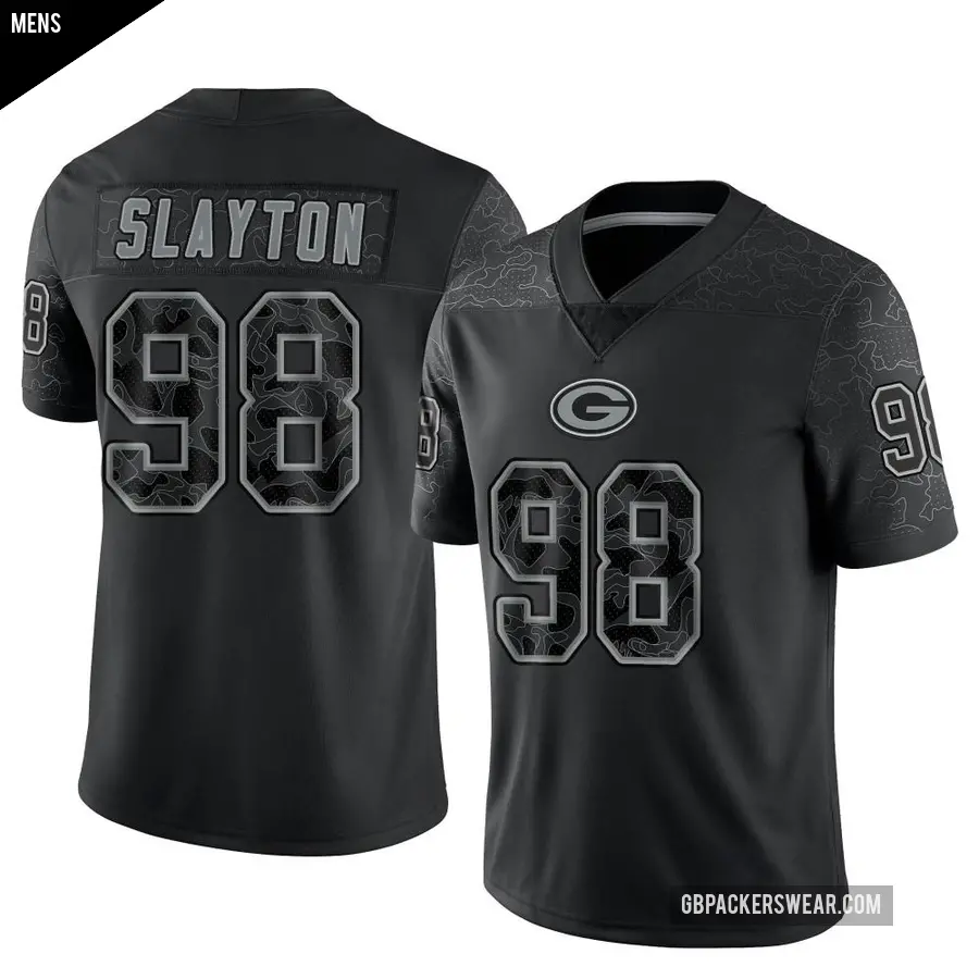 Men's Green Bay Packers ＃98 Chris Slayton Black Limited Reflective Jersey